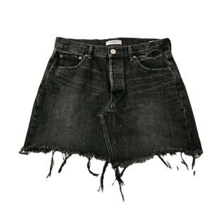 Moussy Vintage Mini Skirt Womens 29 Black Distressed Button Fly Denim Boho Beach